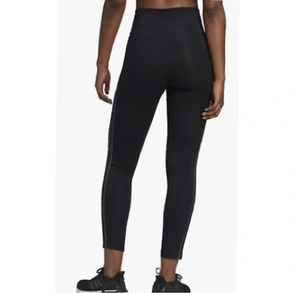 ADIDAS Athletic High Rise Black Activewear Tights Women Grey 3 Stripe SIZE XS - Picture 4 of 5